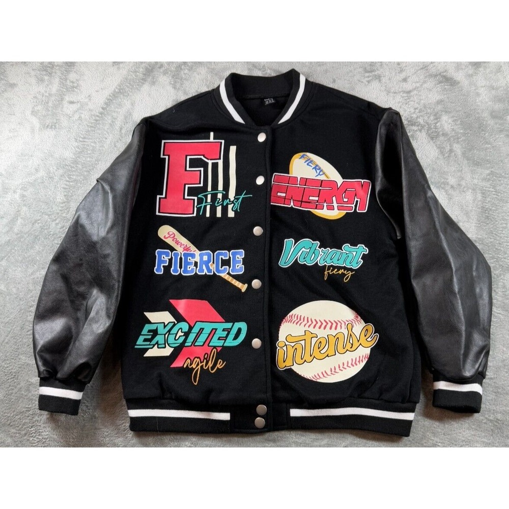 SHEIN fierce intense baseball Retro Varsity jacket XS